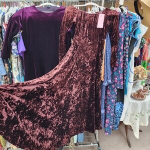 Vintage 90s Velvet Dress Brown
